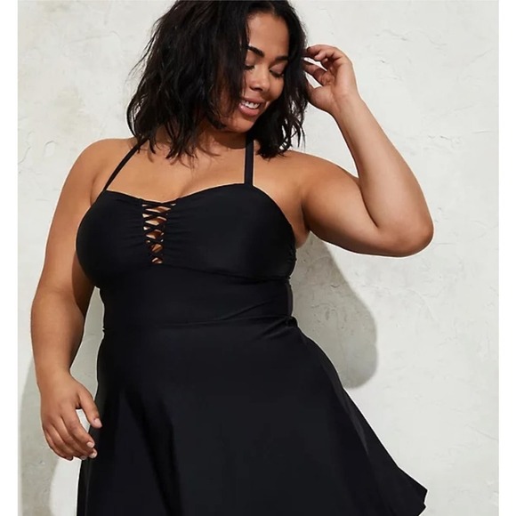 New! Torrid sz 3 Lattice Peplum Swim Bathing Suit Dress 3X - Picture 3 of 4